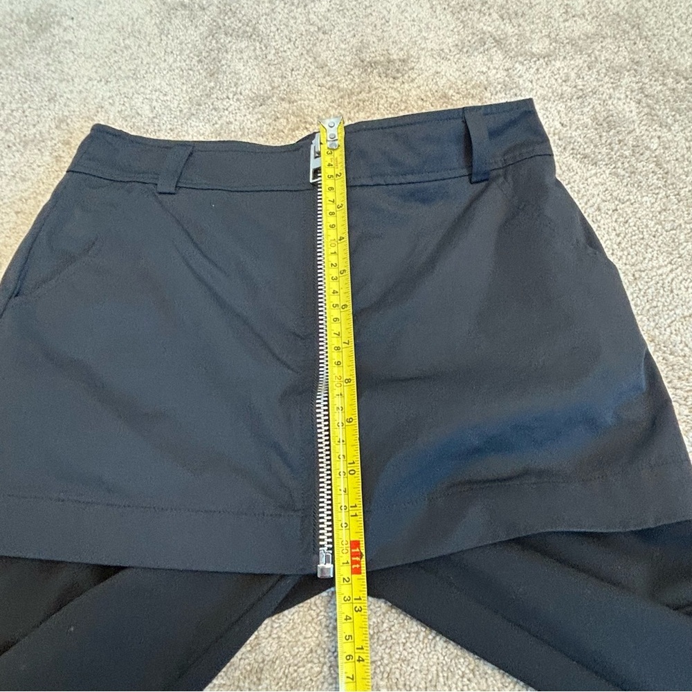 Zara black mini skirt over trouser pants zipper front Sz XS NWOT new without tag - Picture 8 of 11